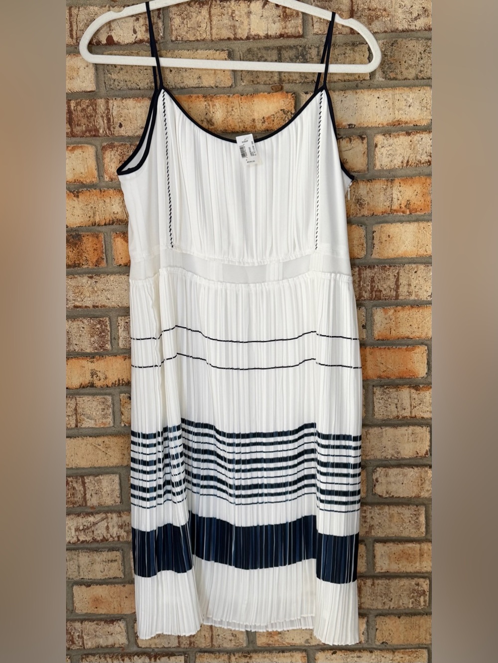 O’2nd white black navy striped dress 6 NWT